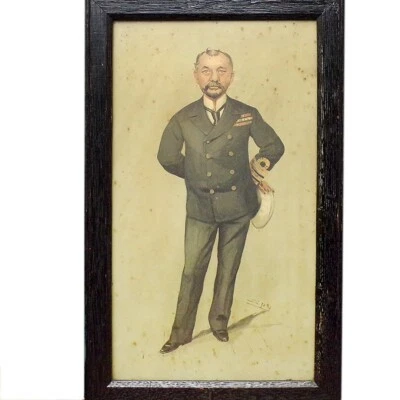 Vanity Fair Espía Impresión Dibujos Animados Original Enmarcado Antiguo Royal Naval Navy Arte de Barrio Foto 1 de 4