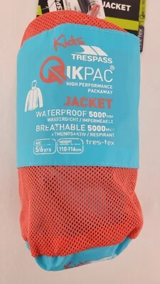 Kids Trespass QIKPAC High Performance Packaway Jacket Waterproof 5000mm Aquatic Foto 1 de 4