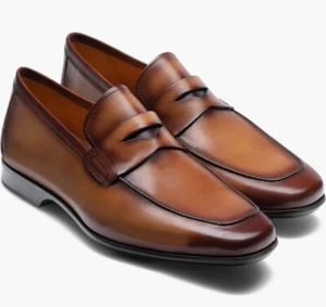 Magnanni Tan Leather Loafers Size 8.5 MSRP $398 - Picture 1 of 16