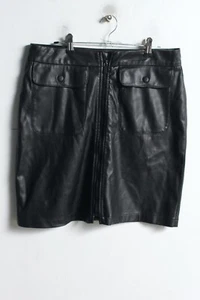 Next Womens Faux Leather Front Zip Skirt - Black - size 12 Tall (L19) - Picture 1 of 3