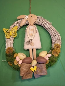 ❤️ Türkranz Moosbild Osterkranz  Moos Deko zu Ostern Osterhasen Innendekoration - Bild 1 von 5