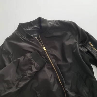 Chaqueta cortavientos New Look negra 100 % poliéster cremallera completa para mujer L Foto 1 de 4