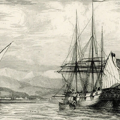 Navires Voilers Méditérannée Marine - Garneray Gravure originale XIXe - Photo 1/3