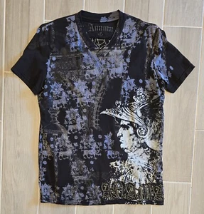 Anama Men's Shirt Large Cyber Punk Goth Grunge Y2K Logo Stitched AOP Affliction  - Picture 1 of 14