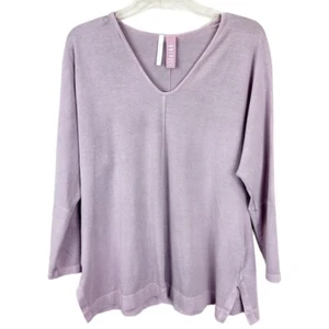 Ischiko Jersey Oversized Boxy V-neck Purple Pullover Top Size 0 US 4/6 - Picture 1 of 11