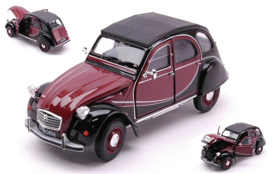 MODELLINO AUTO STATICO WELLY CITROEN 2CV CHARLESTON 1980 AMARANTO/NERO 1:24 - Immagine 1 di 2