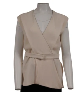 Max Mara Damen gewebte Omelia Weste mit Gürtel Gr. US 10 IT 44 creme Triacetat - Bild 1 von 15