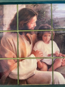 Framed Tiled Picture Jesus and Child Framed 16X13 - Picture 1 of 4