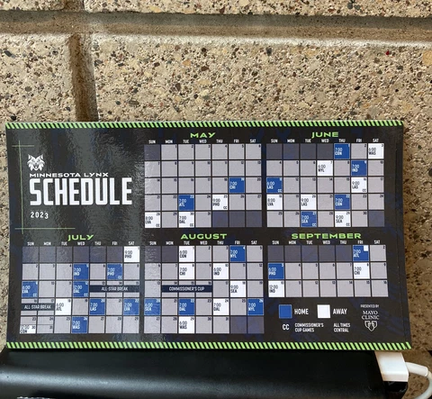 Minnesota Lynx Home Opener 2023 Magnet Calendar Schedule Cover