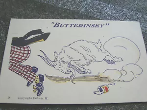 Vintage Edwardianische Postkarte "Butterinsky" Billy Goat Hörner Mantelschwänze SAUBER 1905 lustig - Bild 1 von 2
