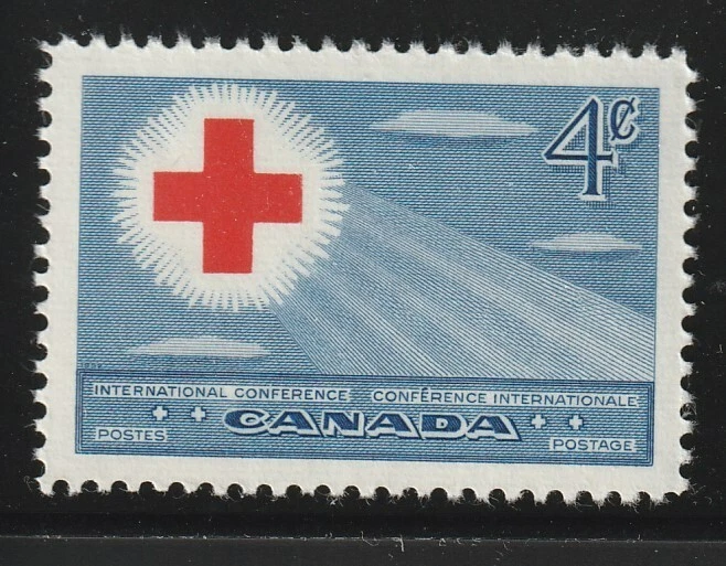 Canadá #317, Conferencia de la Cruz Roja, símbolo de la Cruz Roja, sello MNH 1952 Foto 1 de 1