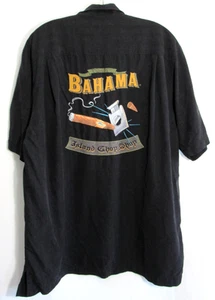 Tommy Bahama schwarz Seide Island Chop Shop Zigarre bestickt Hemd Größe Medium gebraucht, in einwandfreiem Zustand - Bild 1 von 5