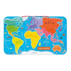 Janod Wooden Magnetic World Map Puzzle - 92 Pieces (7+) - Picture 1 of 1