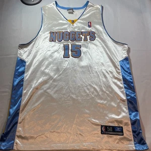 Camiseta deportiva vintage de la NBA Reebok Denver Nuggets para hombre 58 blanca azul Carmelo Anthony #15 - Imagen 1 de 5