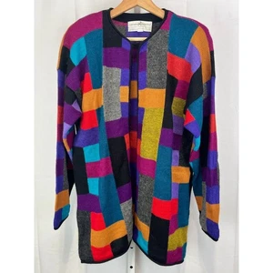 Cárdigan Suéter Conexión Peruana De Colección Alpaca Hecho a Mano Bolivia Multicolor M - Imagen 1 de 7