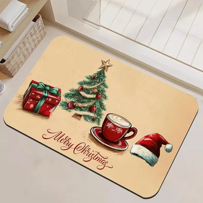 Tapete de banho Feliz Natal antiderrapante tapetes de banheiro, chuveiro de borracha tapete de banheiro - Imagem 1 de 4