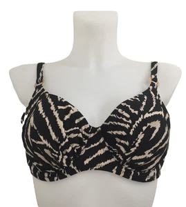 Fantasie Women's Silhouette Island Bikini Top Size 38D Black Mix Zig Zag New F1 - Picture 1 of 11