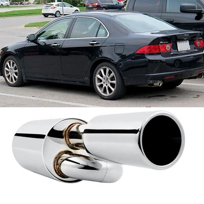 Para Acura TSX 2.5" Entrada 4.0" Salida Doble Bucle Escape Silenciador Tubo Punta Cromo Foto 1 de 4