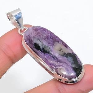 Russian Charoite Gemstone Handmade 925 Steling Silver Jewelry Pendant 2.25" r254 - Picture 1 of 2