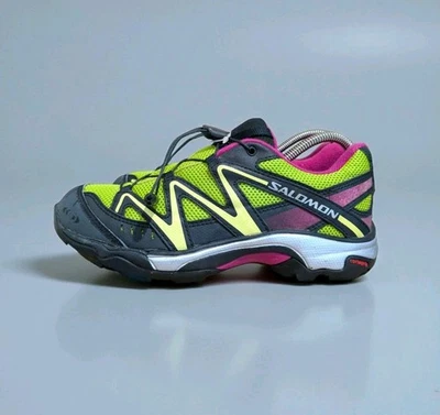 Salomon Juvenil Talla 4.5 Trail Running Zapatos Púrpura/Lima Negro Niños Unisex Zapatos Foto 1 de 4