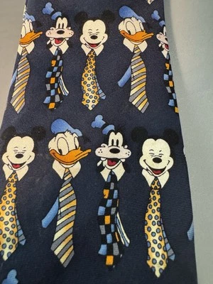 Necktie Walt Disney World Donald Goofy Mickey Men's 100 Percent Silk - Imagem 1 de 4