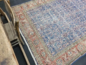 7x10 Large Vintage Handmade Blue Floral Living Room Area Rug Carpet, 83"x128" - Picture 1 of 16