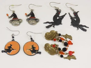 Lote Pendientes Halloween Vintage Brujas Calabazas 1 Clip Perforado D2817 - Imagen 1 de 8