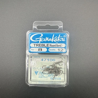 Gamakatsu Round Bend Treble Hook Size 8 - Qty 12 Hooks - Image 1 of 3