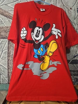 Vintage Mickey & Co T-Shirt Red Mickey Mouse Disney 90s Single Stitch OSFM USA - Image 1 of 4