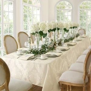 Elrene Barcelona Damask Oblong Tablecloth, 60" X 144" - Beige (Ecr - Picture 1 of 1