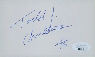 Todd Christensen Oakland Raiders Signed 3x5 Index Card JSA Authenticated - Image 1 of 2