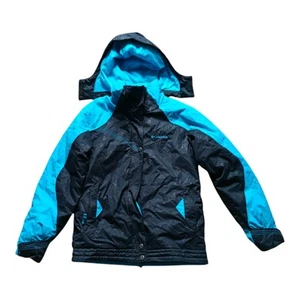 Columbia Girls Ski Jacket Omnishield Insulated Hooded Turquoise Black Sz 14/16 - Picture 1 of 11