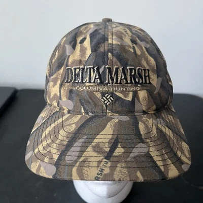 Sombrero camuflado Columbia Delta Marsh vintage con tirantes OSFA caza al aire libre Foto 1 de 4