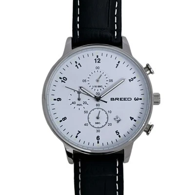 Breed Chrongraph Japan Made Men's Large 45mm Wrist Watch Genuine Leather - image 1 of 4