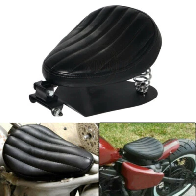Tuck Roll Leather SOLO Driver Seat Saddle For Harley Sportster XL Honda Shadow - Imagem 1 de 4