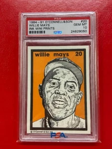 RARE 1984-91 O’CONNELL & SON WILLIE MAYS INK MINI PRINTS #20 MINT PSA 10 RARE - Picture 1 of 2
