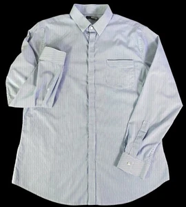 Camicia uomo Murano righe blu maniche lunghe slim fit elasticizzata bottoni a pressione taglia L - Foto 1 di 11