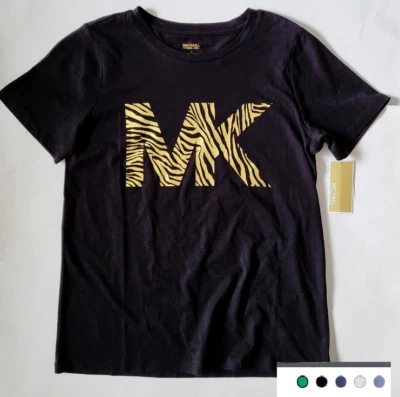 MICHAEL KORS Mujer Manga Corta Camiseta Tachonada Logo MK Talla S M L XL Negro Rojo Foto 1 de 4