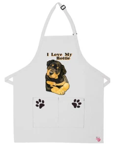 Rottweiler Rottie Dog Apron Two Pocket Bib Apron with Adj Neck - Picture 1 of 1