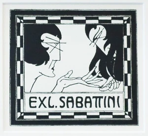 1920 Italian Engraving bookplate (Ex Libris), Ex L. Sabattini (Matted) - Picture 1 of 4