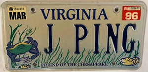 Vanity J PING license plate Pingry Pingrey Pingree John Pong Pingster Yuan Xiao - Picture 1 of 10