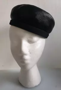 Vintage B. Altman & Co. Black Straw Round Pillbox 1960's Women's HAT Tailored - Picture 1 of 9