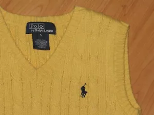RALPH LAUREN POLO Boy's Sz 5 Yellow Sweater Vest V Neck Blue Pony Easter - Picture 1 of 5