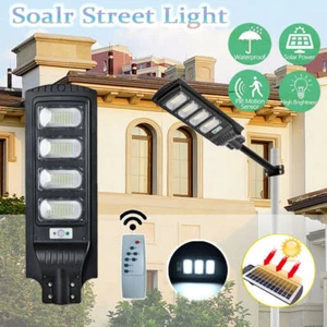 600W Solar Street Lamp Remote Control Cool White LED Dusk to Dawn IP65 - Picture 1 of 10