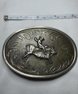 4” Vintage Western Cowboy Belt Buckle Rodeo Bronc Horse Rider - Picture 1 of 4