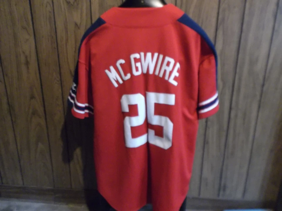 Camiseta Mark McGwire Starter St Louis Cardinals grande con botones cosidos roja Foto 1 de 4