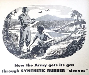 PRINT AD 1943 Goodyear Chemigum Synthetic Rubber Gas Gasket Sleeve WWII Army - Picture 1 of 2