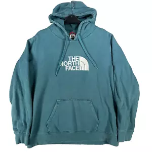 North Face Hoodie Womens XL Blue White Big Spell Out Logo Gorpcore Hiking Top - Picture 1 of 13