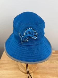 New Era NFL Detriot Lions Embroidered Blue Bucket Hat With Chin Strap One Size - Picture 1 of 5