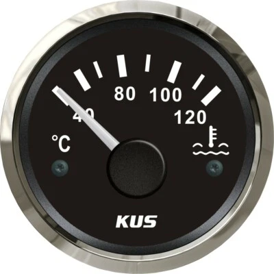 KUS Temperaturanzeige Kühlwasser mit Edelstahl-Lünette 40-120 ℃ 12V/24V 52MM